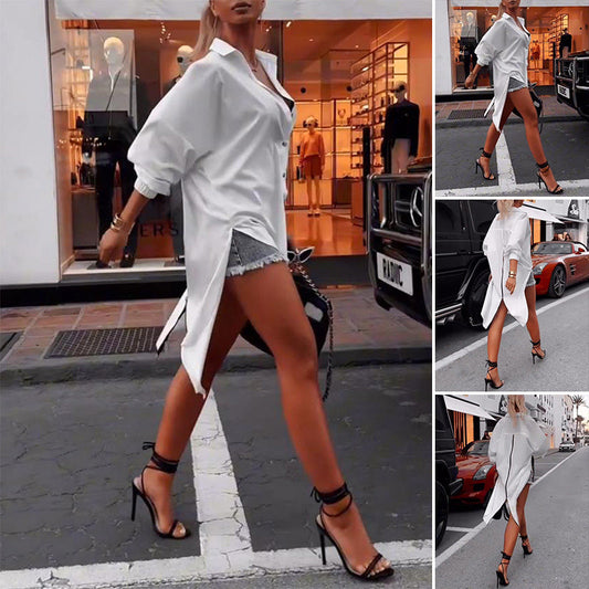 💖 Limited Time Half Price - Schlichtes Damen-Top mit langen Ärmeln und unregelmäßigem Saum