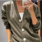 Zweiteiliges Set aus gestrickter Button-Down-Jacke und Hose für Damen