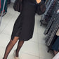 💥Schlichtes, elegantes, sexy, seidiges Langarmkleid