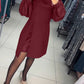 💥Schlichtes, elegantes, sexy, seidiges Langarmkleid