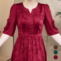 🌸Mercerisiertes Kleid mit edlem Temperament für Damen mit Kordelzug in der Taille