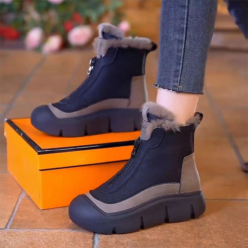 Wasserdichte warme Damen-Schneestiefel mit Reißverschluss