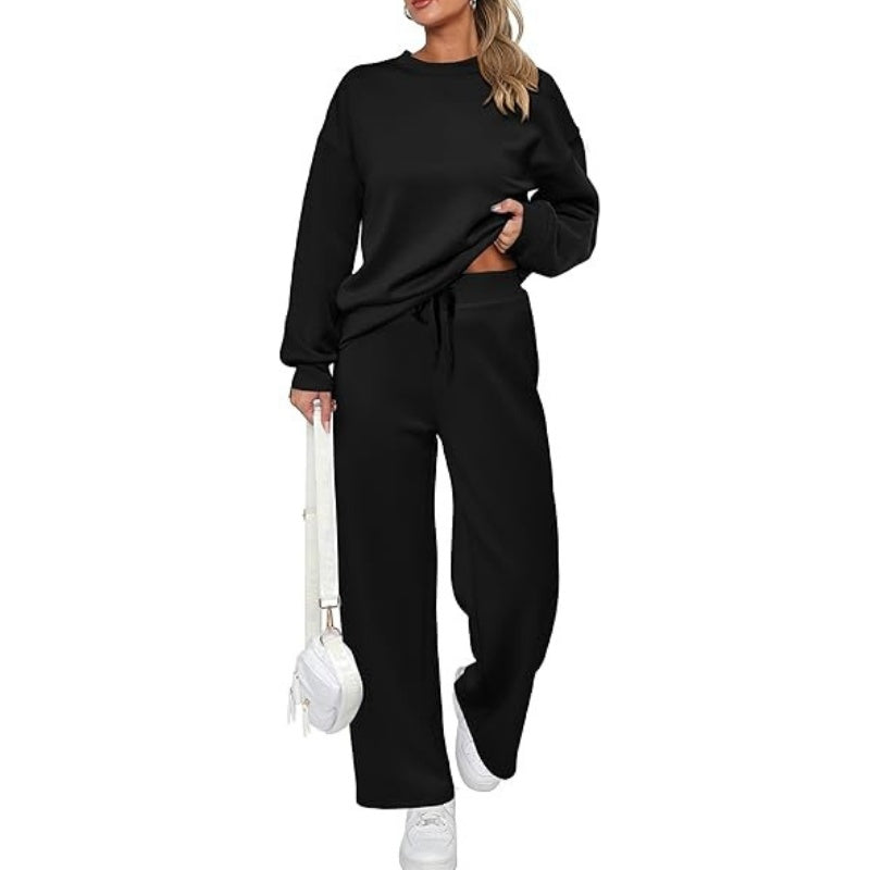 👚2-teiliges Set aus Oberteil und Hose mit Rundhalsausschnitt und Kordelzug