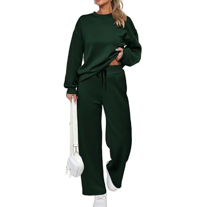 👚2-teiliges Set aus Oberteil und Hose mit Rundhalsausschnitt und Kordelzug