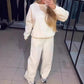 Damen Rundhalsausschnitt Lässiges Sport-Sweatshirt und Jogginghose 2-teiliges Set