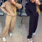Damen Rundhalsausschnitt Lässiges Sport-Sweatshirt und Jogginghose 2-teiliges Set