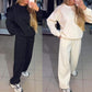 Damen Rundhalsausschnitt Lässiges Sport-Sweatshirt und Jogginghose 2-teiliges Set