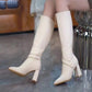 ✨40% Rabatt auf neue Produkte✨ Kniehohe Stiefel mit spitzer Zehenpartie und klobigem Absatz🌸