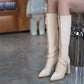 ✨40% Rabatt auf neue Produkte✨ Kniehohe Stiefel mit spitzer Zehenpartie und klobigem Absatz🌸