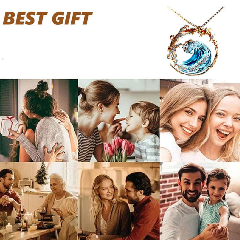 🌊Elegant blauwe ketting, ring en oorbellen set