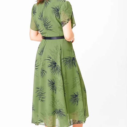 Damen A-Linien Midikleid mit Gürtel