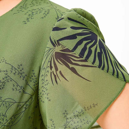 Damen A-Linien Midikleid mit Gürtel