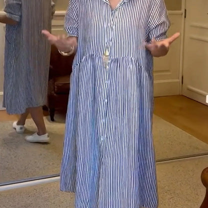 Streifen-Blusenkleid mit V-Ausschnitt – Stilsicher für Beruf und Alltag