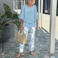 🔥HOT SALE - 50% RABATT💃Damen-Print-Hose mit Rundhals-Top-Set