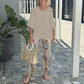 🔥HOT SALE - 50% RABATT💃Damen-Print-Hose mit Rundhals-Top-Set