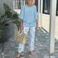 🔥HOT SALE - 50% RABATT💃Damen-Print-Hose mit Rundhals-Top-Set