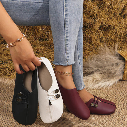 ✨ Frauen neue weiche synthetische Leder flache Schuhe