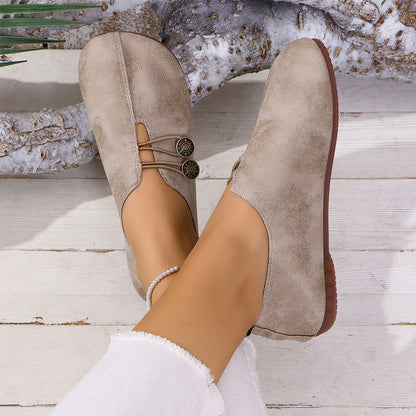 ✨ Frauen neue weiche synthetische Leder flache Schuhe