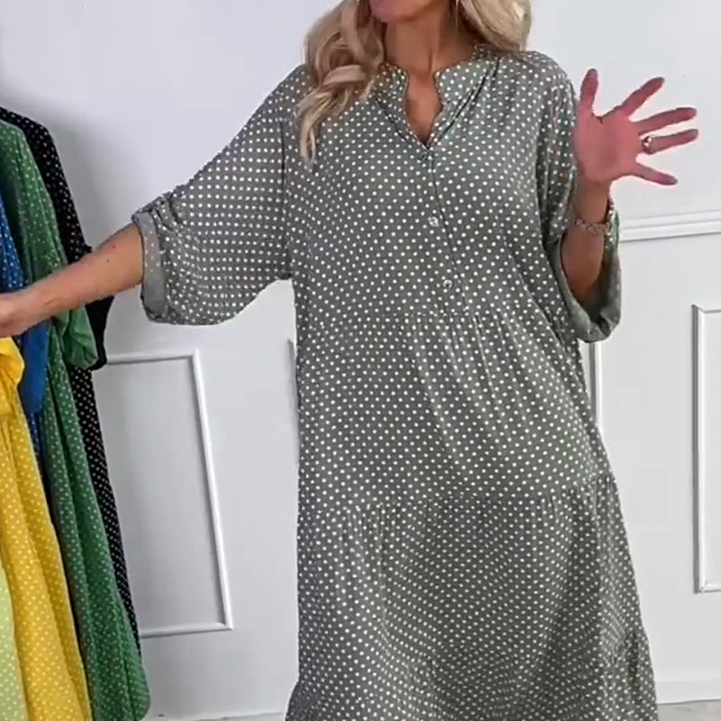 Women’s Polka Dot Button Loose Fit Dress
