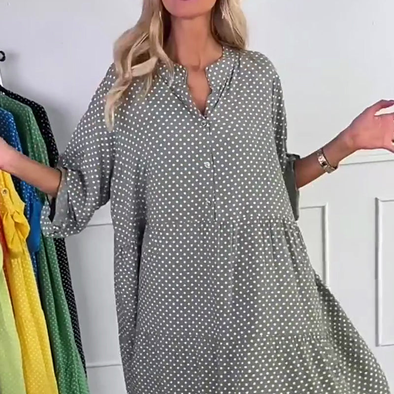 Women’s Polka Dot Button Loose Fit Dress