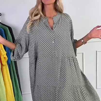 Women’s Polka Dot Button Loose Fit Dress