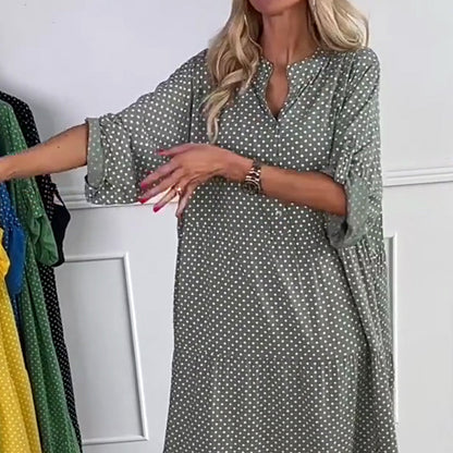Women’s Polka Dot Button Loose Fit Dress
