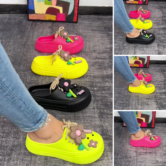 💖Limited Time Half Price-Flower Shoe Trim Breathable Women's Mule Shoes