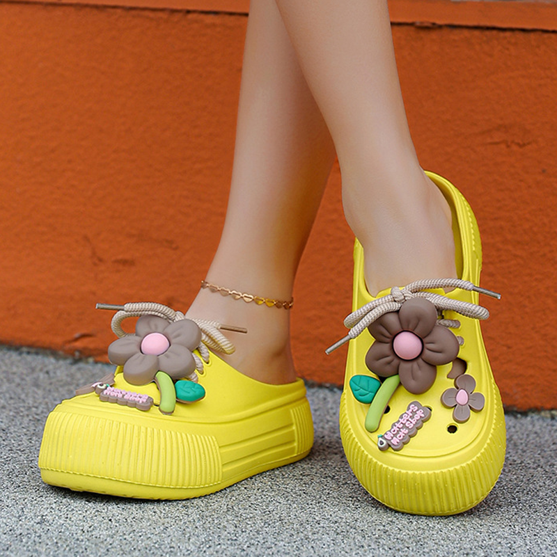 💖Limited Time Half Price-Flower Shoe Trim Breathable Women's Mule Shoes