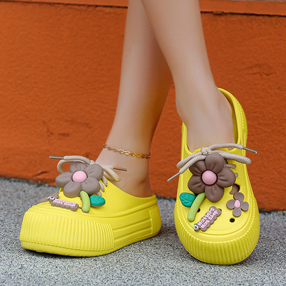 💖Limited Time Half Price-Flower Shoe Trim Breathable Women's Mule Shoes