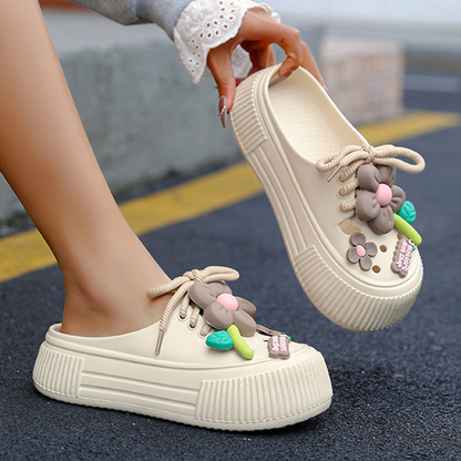 💖Limited Time Half Price-Flower Shoe Trim Breathable Women's Mule Shoes