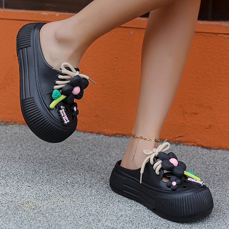 💖Limited Time Half Price-Flower Shoe Trim Breathable Women's Mule Shoes