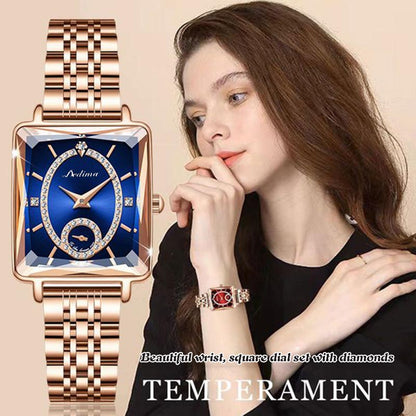 💎Fashion Square Dames Roségoud Diamanten Horloge