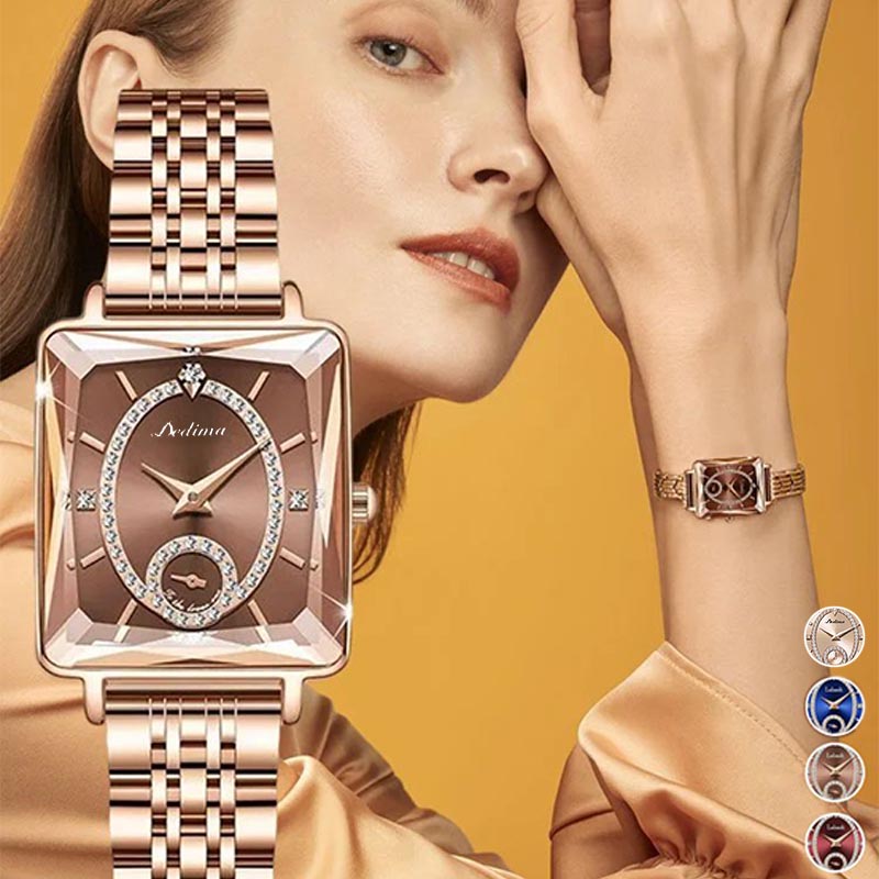 💎Fashion Square Dames Roségoud Diamanten Horloge