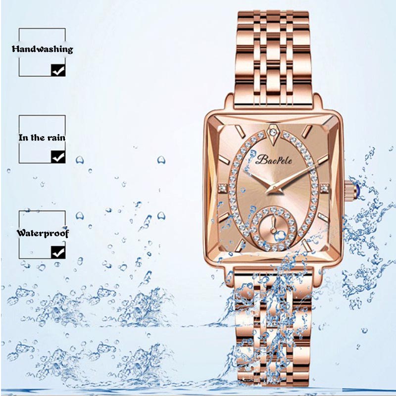 💎Fashion Square Dames Roségoud Diamanten Horloge
