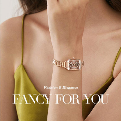 💎Fashion Square Dames Roségoud Diamanten Horloge