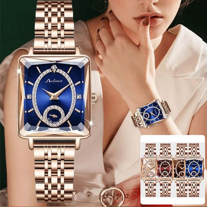 💎Fashion Square Dames Roségoud Diamanten Horloge