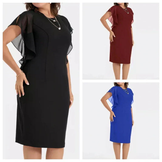 💖Einfarbiges Midikleid mit Rundhalsausschnitt