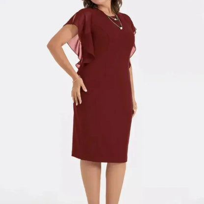 💖Einfarbiges Midikleid mit Rundhalsausschnitt