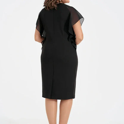 💖Einfarbiges Midikleid mit Rundhalsausschnitt