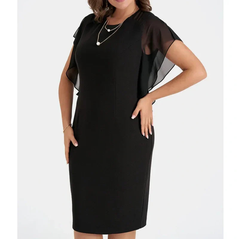 💖Einfarbiges Midikleid mit Rundhalsausschnitt