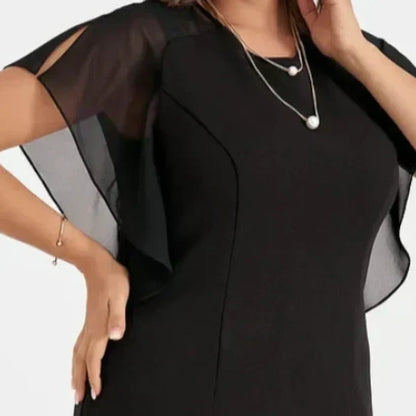💖Einfarbiges Midikleid mit Rundhalsausschnitt