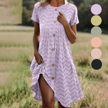 🌊Limited Time Half Price-Women's Button Placket Short Sleeve Dresses