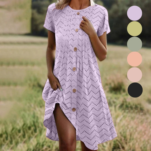 🌊Limited Time Half Price-Women's Button Placket Short Sleeve Dresses