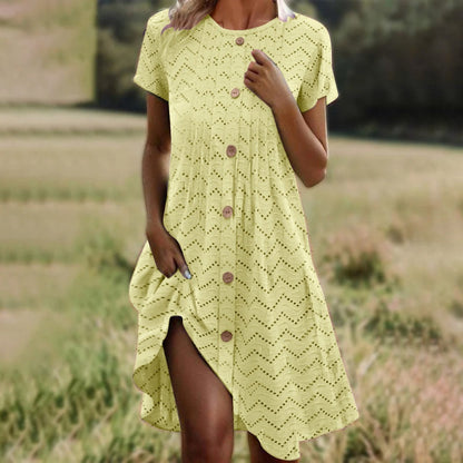 🌊Limited Time Half Price-Women's Button Placket Short Sleeve Dresses
