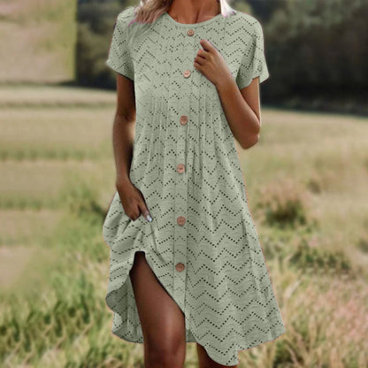 🌊Limited Time Half Price-Women's Button Placket Short Sleeve Dresses