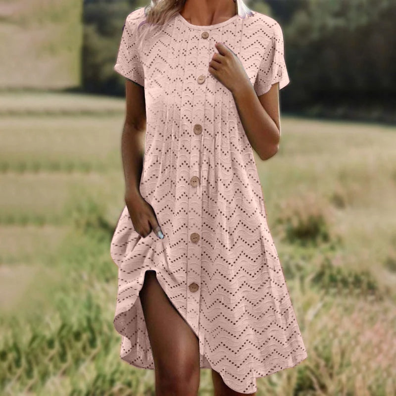 🌊Limited Time Half Price-Women's Button Placket Short Sleeve Dresses