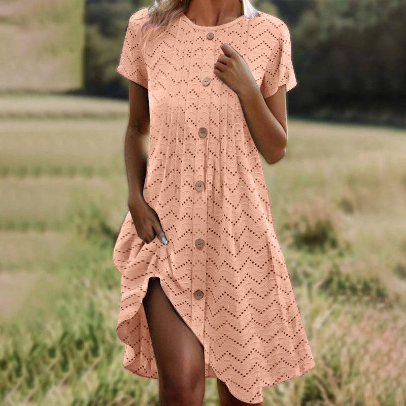 🌊Limited Time Half Price-Women's Button Placket Short Sleeve Dresses