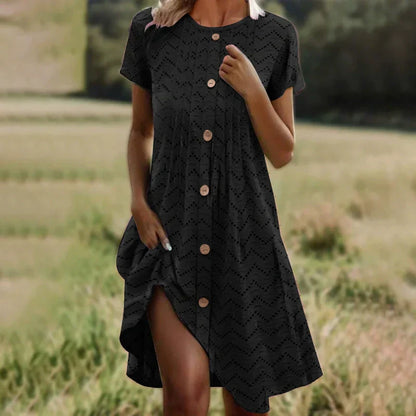 🌊Limited Time Half Price-Women's Button Placket Short Sleeve Dresses