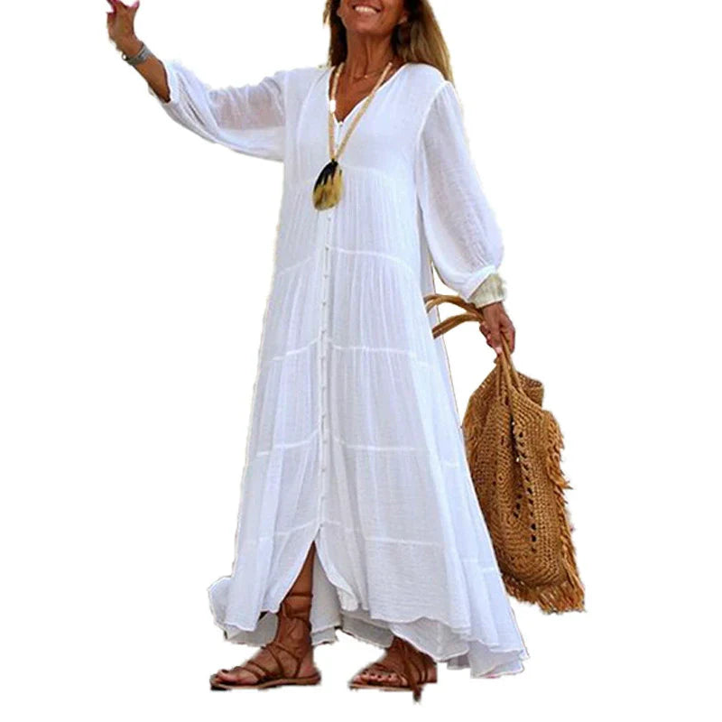 🥰Limited Time Half Price-V Halsausschnitt Lose Frauenkleider