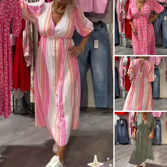 🔥👗Limited Time 50% Off-V Neck Printed Women's Dresses